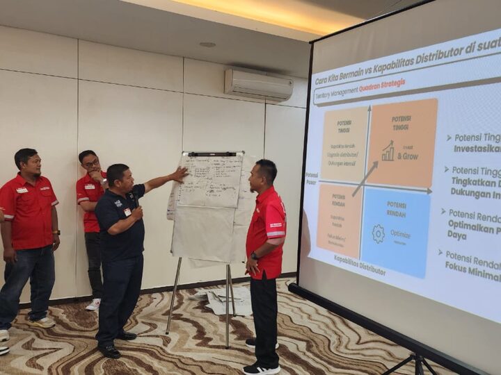 Participants presenting territory plans at the flip chart