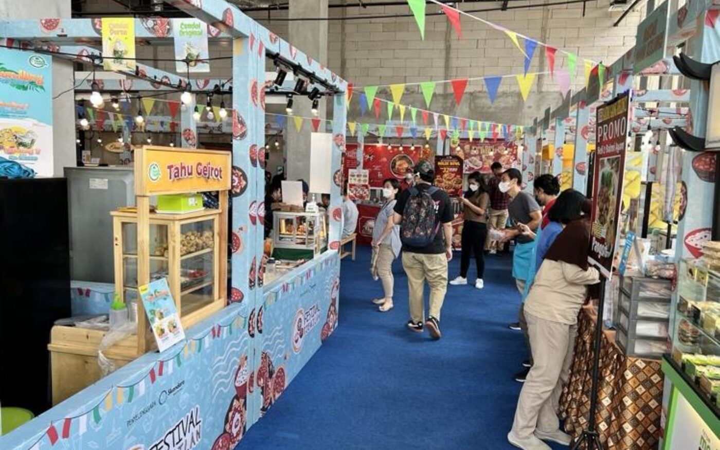 Food festival booths on the activated second floor